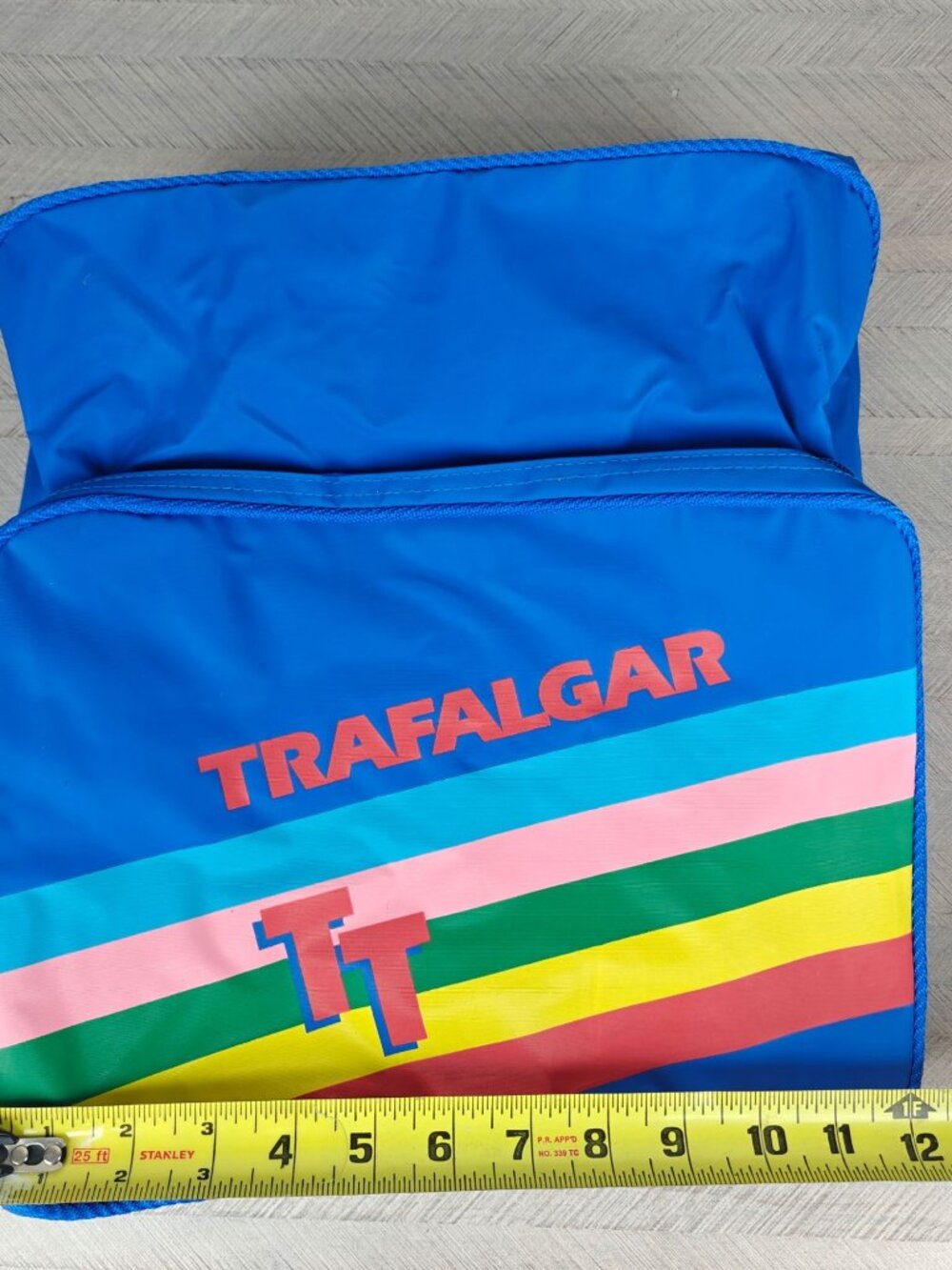 Vintage Trafalgar Shoulder Bag 80's Rainbow Blue Travel School Computer - Picture 8 of 10
